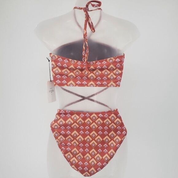 Free People X Beth Richards Gina Saffron Square Geo Swim Suit - Picture 5 of 7